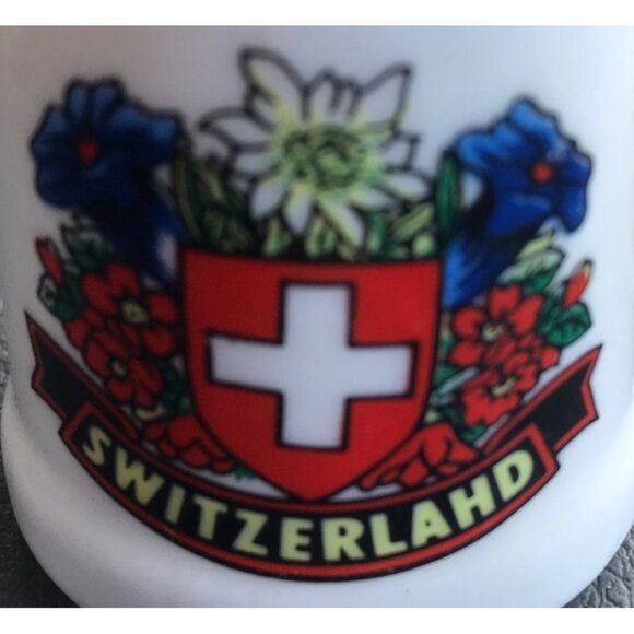 Switzerland Souvenir Ceramic Mug Miniature White With Swiss Crest Design - Picture 5 of 6